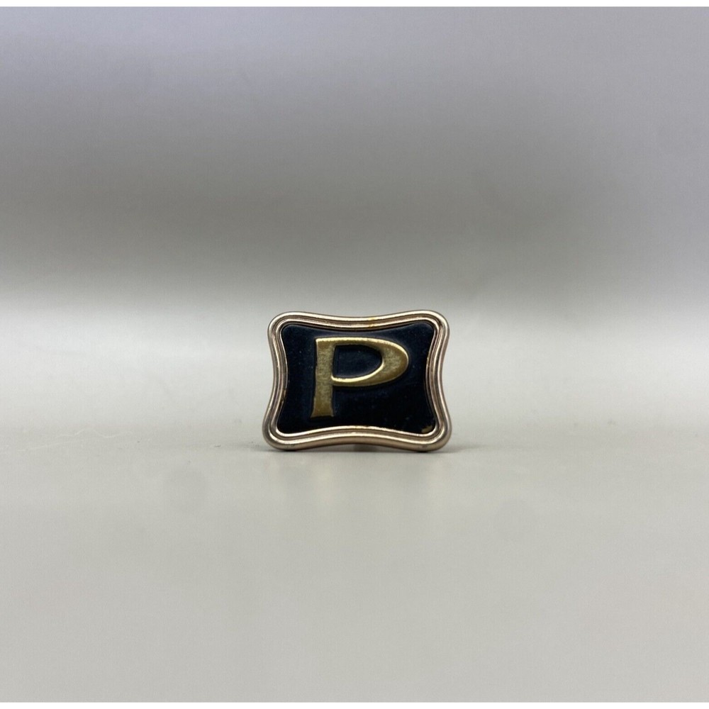 Vintage Hickok Monogram "P" Single Cufflink Rose Gold Tone / Black 1950s